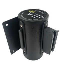 VIP Crowd Control Retractable Safety Wall Queue Barrier With Tuff Tex Black Finished (120" This Lane Close)