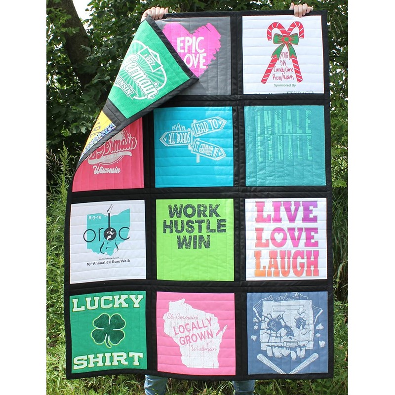 Reversible T-Shirts Quilt Kit - Black Sashing