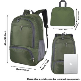GUZHAIREN 30L Ultra Lightweight Foldable Backpack, Hiking Daypack Rucksack, Packable Unisex Water Resistant Walking Backpack for Outdoor Sports, Hiking, Travelling, Walking, Camping (Green)