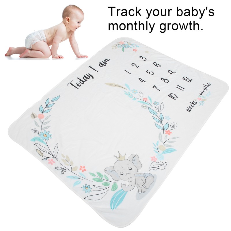 Flannel Baby Monthly Milestone Blanket Infant Growth Memory Blanket Photography