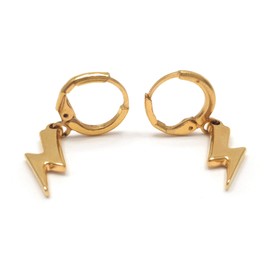 Arracadas con dije - Hoops with charm - Chapa de Oro Calidad Premium - Elegantia Jewelry (b) Rayo)