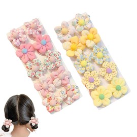 20Pcs Baby Girl Hair Ties with Flowers, Hair Bow Ties for Toddler Girls, Elastics Ponytail Holders Pigtails Rubber Hair Bands Baby Hair Accessories
