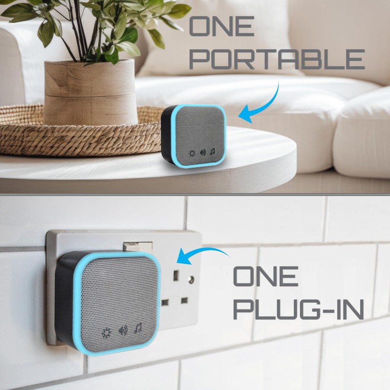 Uni-Com Wireless Portable & Plug-in Door Chime Set, 150m Operating