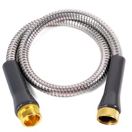 Beitopamz Short Garden Hose 3 ft, Heavy Duty Stainless Steel Water Hose Extender Connector, Flexible No Kinks, Leakproof 3/4 in Fittings, Lightweight Metal Leader Hose for Patio, Lawn & Garden