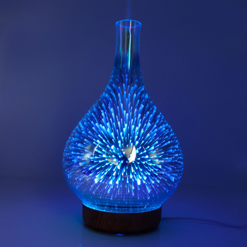 100ml Glass Essential Oil Aroma Diffuser Colorful Light Ultrasonic Humidifier