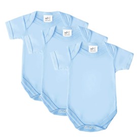 Premature Baby Bodysuits, Tiny Baby Vests, Premature Baby Clothes, Preemie Baby Clothes, Prem Baby Babygrows, 3 Pack For Boys and Girls, Made in Britain, Blue, 3-5lbs