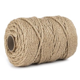Zakous 5mm Jute Twine, Large Roll of Natural Jute Rope 328 Feet, Heavy Duty and Thick Twine Hemp Rope for DIY Arts Crafts, Gardening, Bundling，Home Decorating, Cat Scratching Post