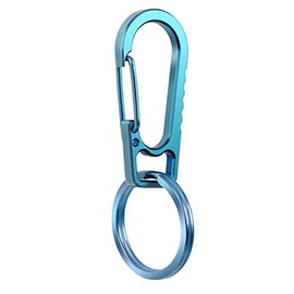 PPFISH Titanium Heavy Duty Carabiner Keychain, EDC Quick Release Hooks with Titanium Key Ring Set for Men Women (Dark Blue)