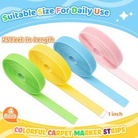 Zonon 4 Roll 100 Feet Carpet Marker Strips for Classroom Carpet Markers Nylon Strip for School Supplies Classroom Decoration Back to School Preschool Daycare Office(Macaron)