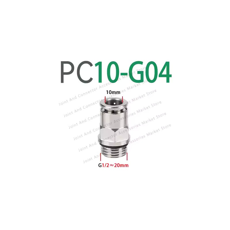 5-Pack PC-G Nickel-Plated Brass Pneumatic Push-to-Connect Fittings, 4–12 mm Tube,
