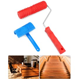 QWORK® 8Pcs Wood Grain Tool Set, Rubber Painting Tool Set for DIY Home Decoration with Empaistic Wood Grain Textured