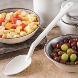 Soro Essentials- 13” Solid Serving Spoons Polycarbonate White Color Set of 12- Serving Spoon Catering Spoons Solid Serving Utensils for Buffet Banquet Flatware Kitchen Basic Serving