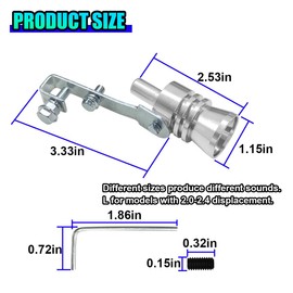 UHANBUT Car Exhaust Whistle, Universal Turbo Sound Booster, Aluminum Alloy Car Roar Maker Muffler Pipe Whistle, Vehicle Blow off valve Tip Simulator Tail Whistler (Silver, L)