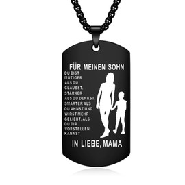 YOTHIWAD Necklace for My Son, Dog Tag Chain “An Meinen Sohn”, Necklace with Engraving, Inspirational Text Gift for Son from Mum and Dad, Stainless Steel