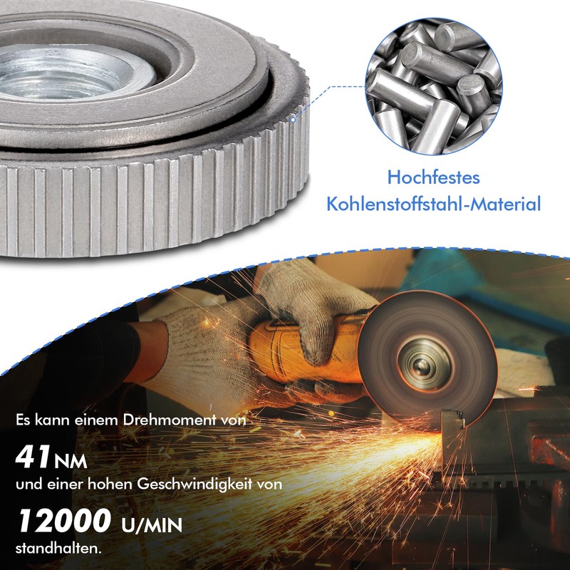 2Pcs Angle Grinder Quick Release Nut M14, Sturdy Carbon Steel