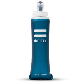 Soft Flask - 10 oz (300 ml) - Shrink As You Drink Pocket Soft Water Bottle for Hydration Pack/Running Vest - Folding Water Bottle for Running, Hiking, Cycling - Ski Water Bottles - Petrol Blue