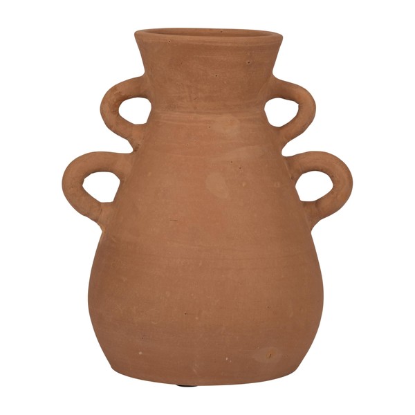 Sagebrook Home Boho Pottery Vase - Handcrafted Terracotta Amphora with