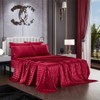 AiMay 6 Piece Satin Italian Style Bed Sheet Set Deep Pocket Stripes Super Soft 1800 Luxury Rich Silk 1 Flat Sheet 1 Fitted Sheet 4 Envelope Pillowcases Stain-Resistant Wrinkle Free (Queen,Burgundy)