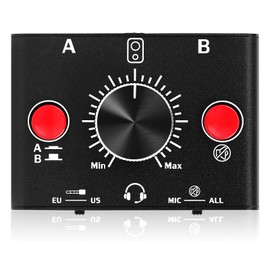 Douk Audio Mini 2-Way Microphone MIC Switch Box Headphone Speaker Audio Switcher AB Stereo Selector (MC1024-BOX)