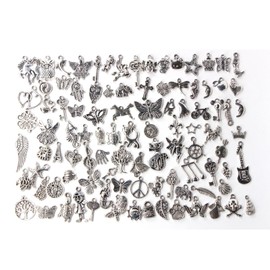 100 Pieces Charm Pendants for Jewellery Pendants for Crafts Vintage Pendant Jewellery Accessories Silver Mixed Charms for DIY Earrings Necklace Jewellery Making