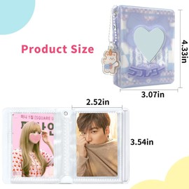 runrayay 3 Inch Mini Photo Album Kpop Photocard Life Folder Blue Veil Kpop Photocard Holder Book, Adorable Photocard Holder with Pendant, Business Card Clip 40 Pockets