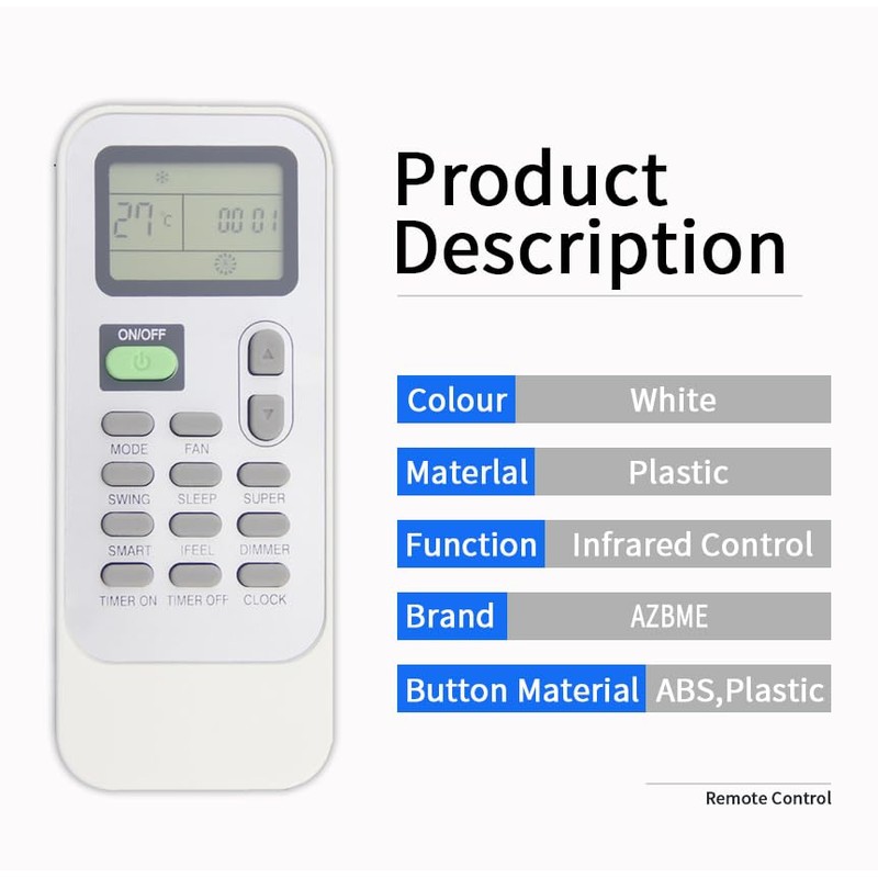 DG11J1-72 Replacement AC Remote Control for Hisense DG11J1-01 DG11J1-04 DG11J1-72