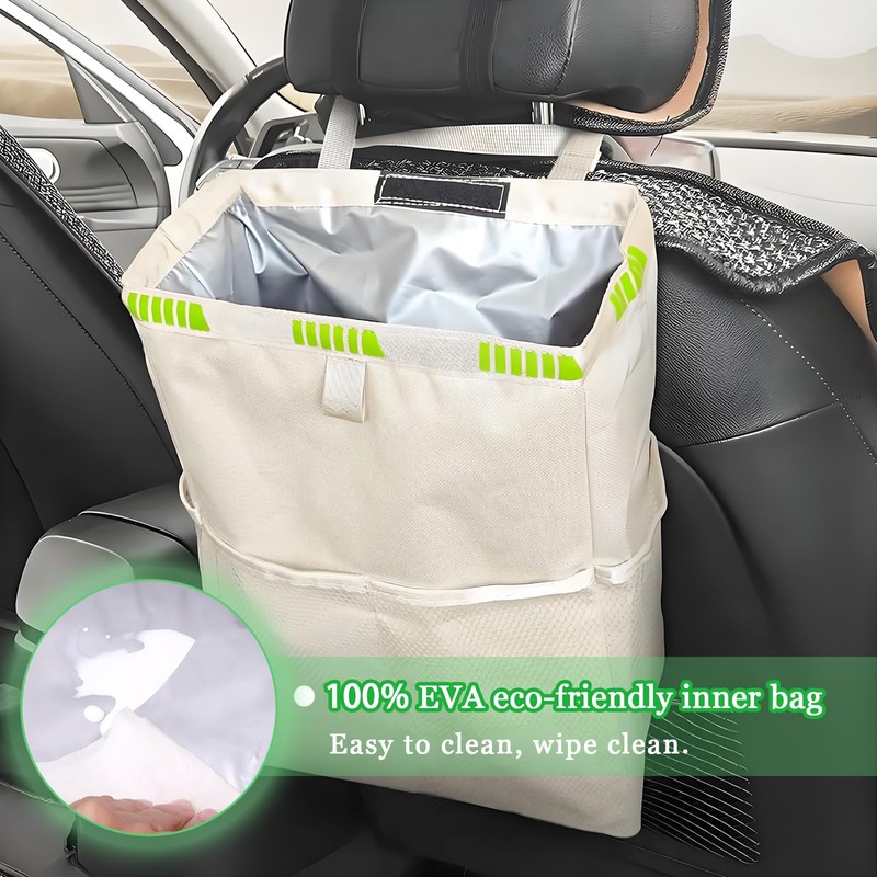 HIAHXC Car Bin Foldable Hanging Car Trash Bin with Storage