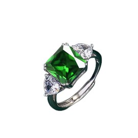 LAIFULA Princess Square Diamond Ring 4CT Bridal Ring Sets Square Cut Cubic Zirconia Wedding Band CZ Engagement Rings for Women Size Adjustable (Green)