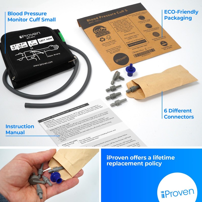 Small Cuff Compatible with All Automatic Blood Pressure Monitors, Curved