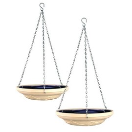 BestNest Gardman Blue Glazed Hanging Bird Baths, Pack of 2