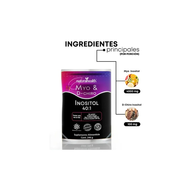 Suplemento de Myo D-Chiro Inositol Natural Health 401 en Polvo