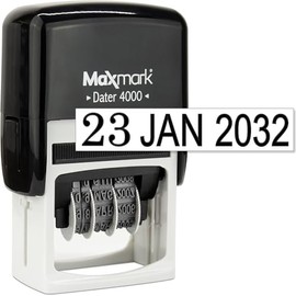 MaxMark 4000 Military Date Format (DD/MM/YYYY) - Self Inking Date Stamp - Black
