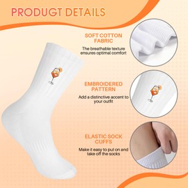 Pluvyze 2 Paar Aperol Socken Aperol Spritz Socken Geburtstag Weihnachten Neujahr Karneval Geschenk Mit Strohhalm und Untersetzer Aus Silikon (Zufälliger Stil)