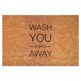DecStic Wash You Worries Away Coir Mat Bible Verse Doormat Farmhouse Thick Durable Non Slip Mat for Porch Patio Front Entry Apartment 24x36in
