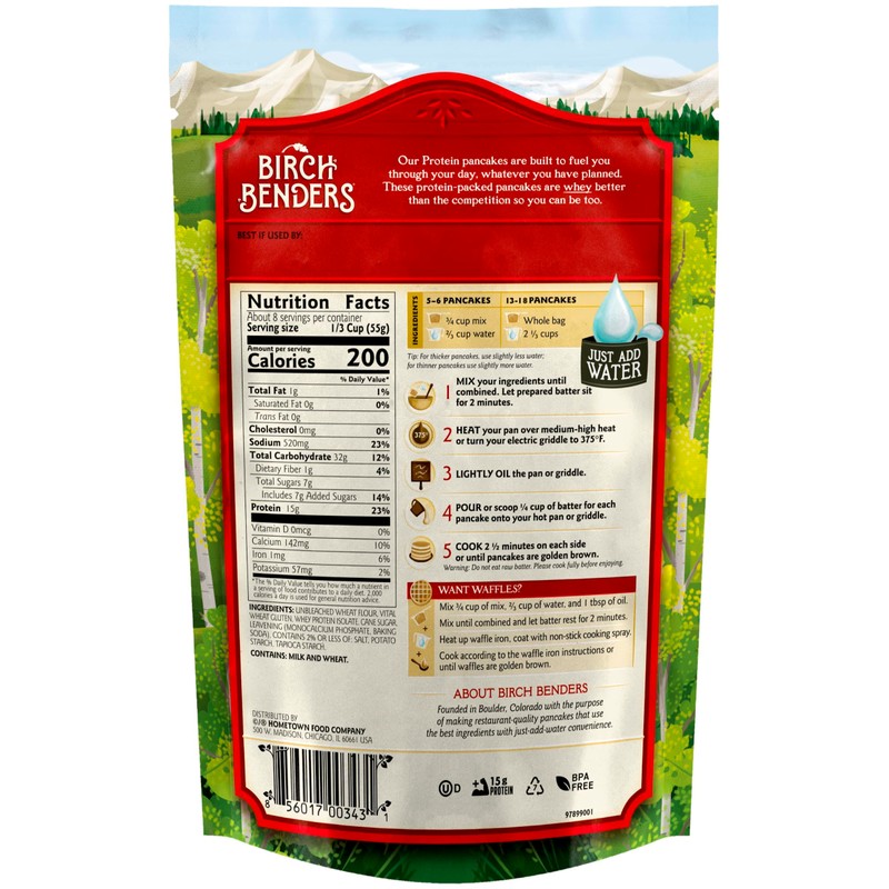 Birch Benders Pancake and Waffle Mix with Whey, Protein, 16