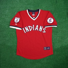 Majestic Jose Ramirez 1976 Cleveland Indians Cooperstown Men's Red Jersey w/ Patch - S