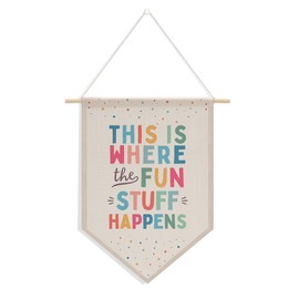 Nursery Decor Playroom Wall Decor, Boy Bedroom Decor, Boho Classroom Decorations, Canvas Banner Wall Hanging Banner Flag Room Decor, This is Where All The Fun Stuff Happens Banner