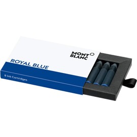 Montblanc Ink Cartridges Royal Blue 105193 – Short International Standard Fountain Pen Refills in Deep Blue – 8 Pen Cartridges
