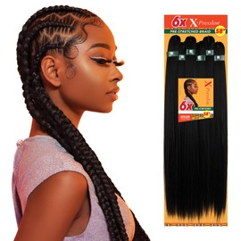 Sensationnel X-pression prestretched braiding hair - 6x braid 58 inch all kanekalon flame retardant synthetic braid for box braids and twists (1B OFFBLACK)