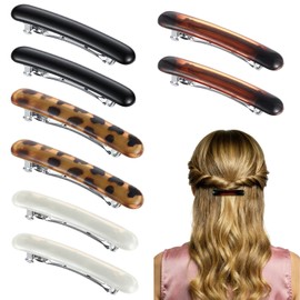 Cobee Pack of 8 French Hair Clips, Women's Thin Hair, Multiple Styles, 6.5-4.8 cm, Automatic Hair Clip, French Barrette Clip for Fine Hair, Girls, Women, Fine Thin Hair
