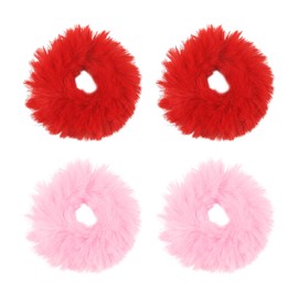 Pack of 4 Plush Hair Ties, Imitation Rabbit Hair Rope, Clothing Hair Scrunchie Accessories, High Ponytail Hair Rope Decoration, Soft and Fluffy Hair Accessories for Girls
