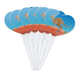 GRAPHICS & MORE Kangaroo Hopping in The Australian Outback Heart Love Cupcake Picks Toppers Decoration Set of 6