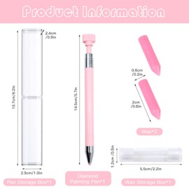 ZYNERY Diamond Painting Pen with Wax, Refillable Wax Pen, Rotating Glue Point Drill Pen for Nail Art Rhinestones, Diamond Art Accessories and Tools, Quickly Pick Up Beads Gems (Pink)