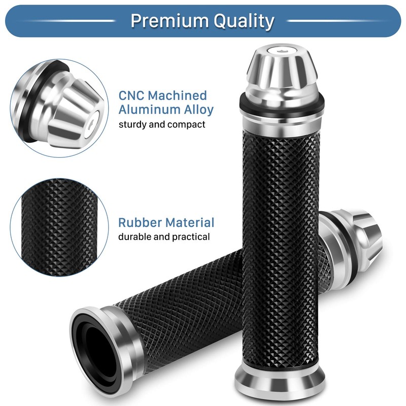 Motorcycle Handlebar Grips, Non-Slip CNC Aluminium Rubber Brake Grips for