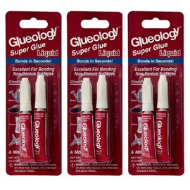 Glueology Super Glue Liquid, Clear, Liquid, Cyanoacrylate, Glue Pack of 3