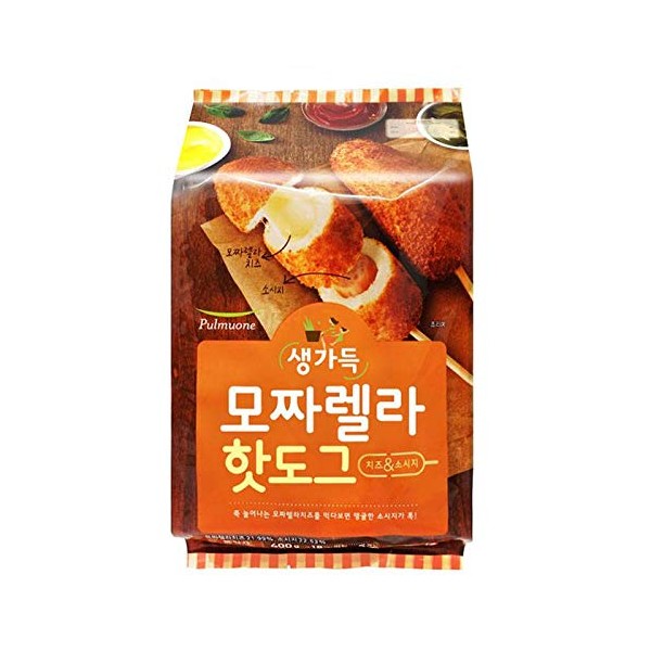 Pulmuone Korean Mozzarella/Fish Cake Corn Dogs, 5 Hot Dogs 모짜렐라 핫도그 1 Pack