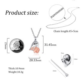 OutstandLong Cremation Jewelry Rose Flower Urn Necklace for Ashes Grandma Memorial Pendant Ash Jewelry Bereavement Keepsakes