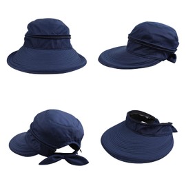 PESAAT Summer Women Visor Hat Detachable UV Protection Hats for Women Quick-Drying Sun Caps (Navy)