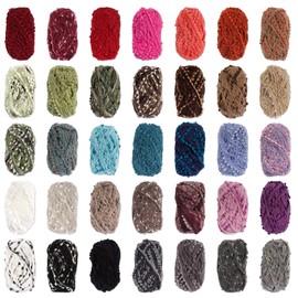 JubileeYarn Pom Pom Fishnet Yarn - 70% Acrylic 30% Polyamide - 100g/Skein - Variety Pack - 3 Skeins