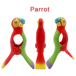Kirmoo 4 Pieces Beach Towel Clips for Beach Pool & Cruise Chairs Margarita Parrot,Plastic Clothes Pins Beach Towel Holders Secure Clips Set of 4 (Margarita and Parrot)